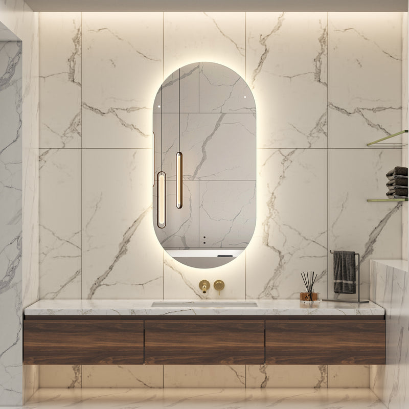 Touchless LED Mirror 500x1000 Oval Pill Shape Frameless Backlit LED Mirror TLMR2-50100 (Copy)