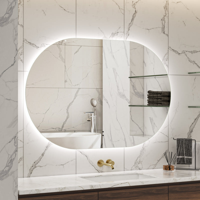Touchless LED Mirror 1200x800 Oval Frameless Backlit LED Mirror TLMR6-12080