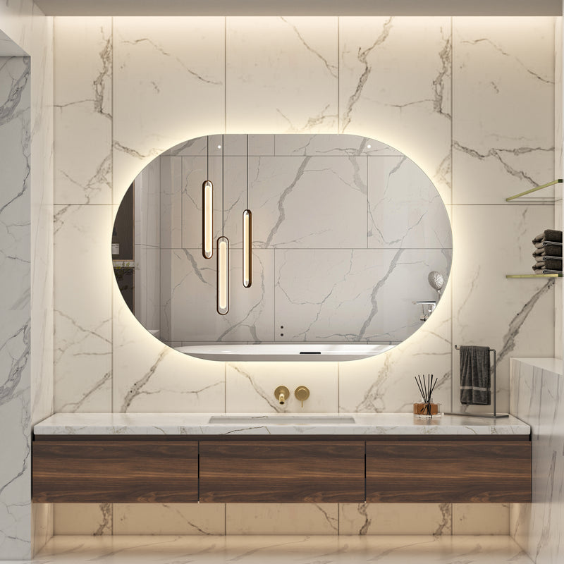 Touchless LED Mirror 1200x800 Oval Frameless Backlit LED Mirror TLMR6-12080