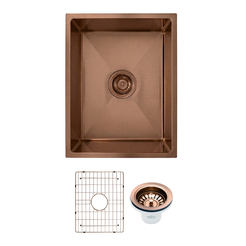 Emma 350x450x220 Brushed Copper Rose Gold Single Bowl Stainless Steel Sink