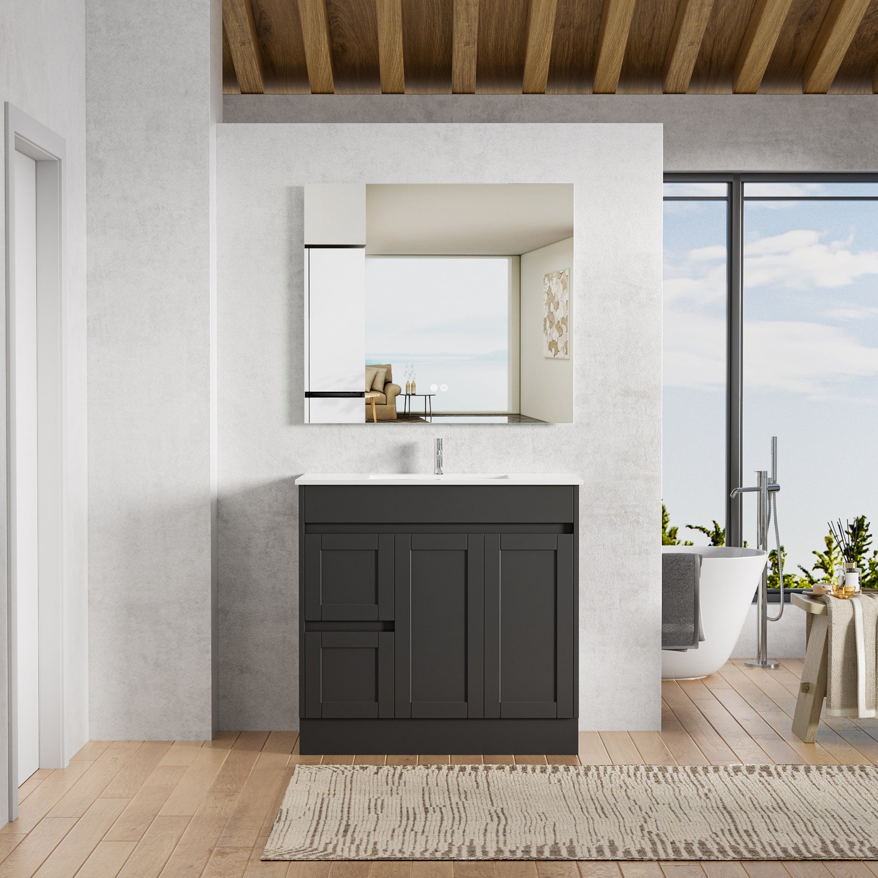 Hampton 900mm Matte Black Freestanding Vanity V1FS-900(L/R)-MB ...