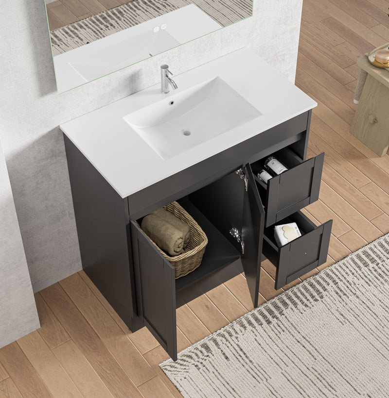 Hampton 900mm Matte Black Freestanding Vanity V1FS-900(L/R)-MB