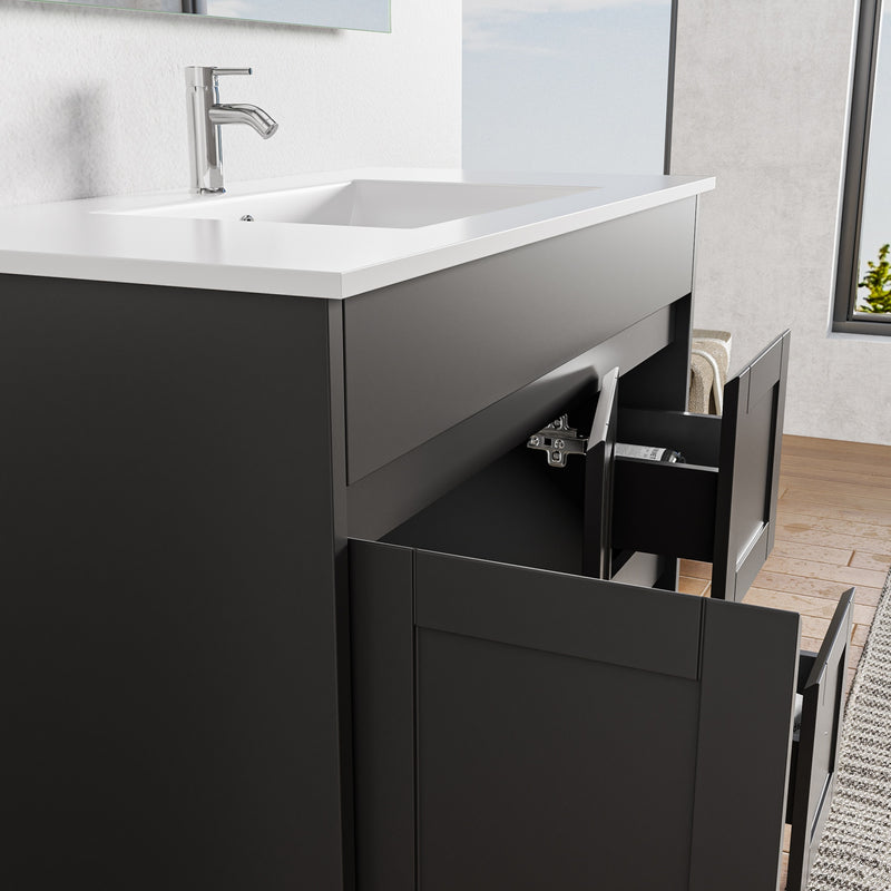Hampton 900mm Matte Black Freestanding Vanity V1FS-900(L/R)-MB