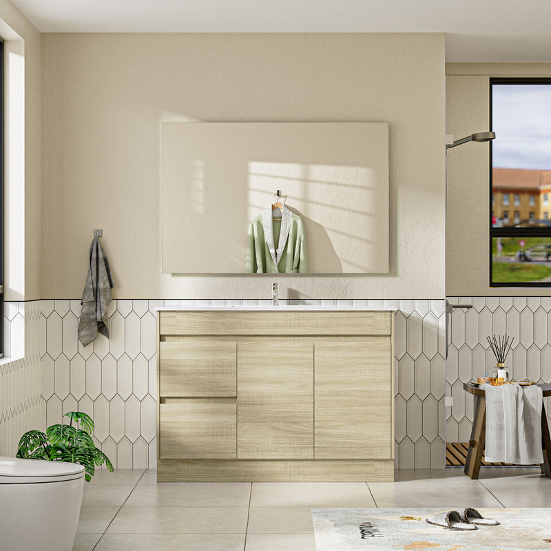 Roma 1200mm Natural Oak Timber Look Freestanding Vanity V2FS-1200(L/R)-T1