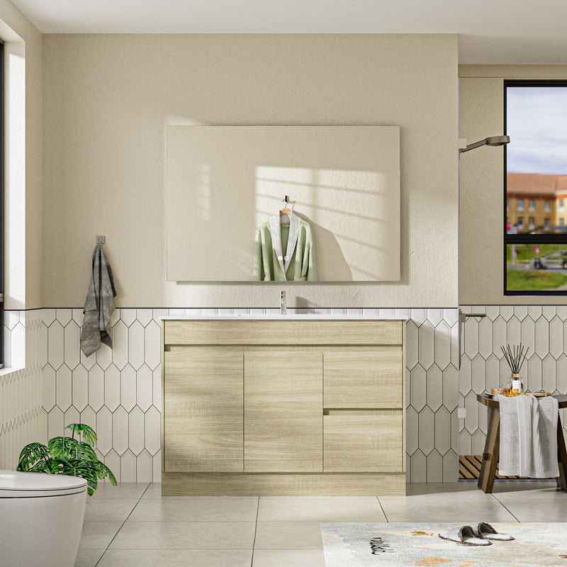 Roma 1200mm Natural Oak Timber Look Freestanding Vanity V2FS-1200(L/R)-T1