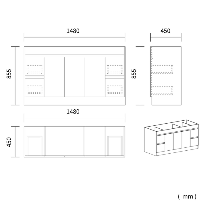 Roma 1500mm Natural Oak Timber Look Freestanding Vanity V2FS-1500-T1