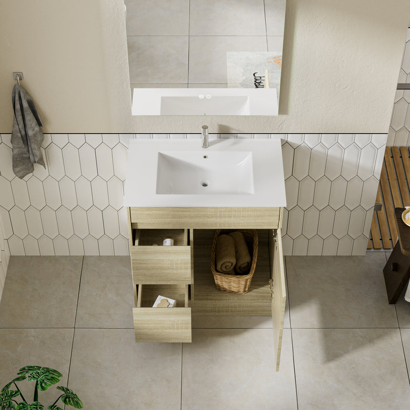 Roma 750mm Natural Oak Timber Look Freestanding Vanity V2FS-750(L/R)-T1