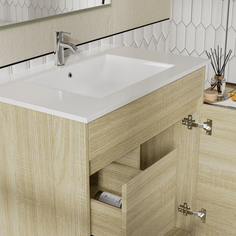 Roma 750mm Natural Oak Timber Look Freestanding Vanity V2FS-750(L/R)-T1