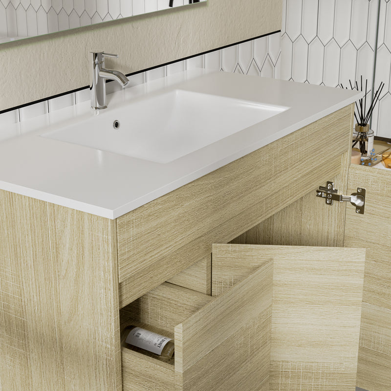 Roma 900mm Natural Oak Timber Look Freestanding Vanity V2FS-900(L/R)-T1