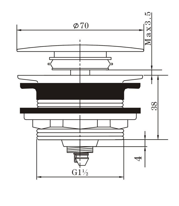 Brushed Nickel Bathtub Pop Up Waste No Overflow